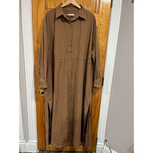 Women’s MATTEAU Organic Cotton Lagenlook Channel Shirtdress In Cinnamon Size 10